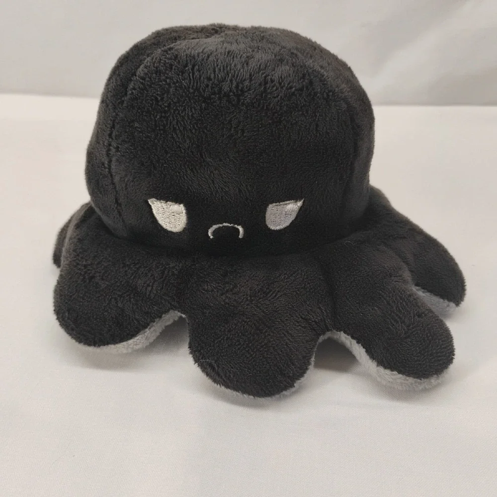 Mini Octopus Reversible Plush Grey/Black Happy/Sad ‎ Stuffed Animal Tee Turtle